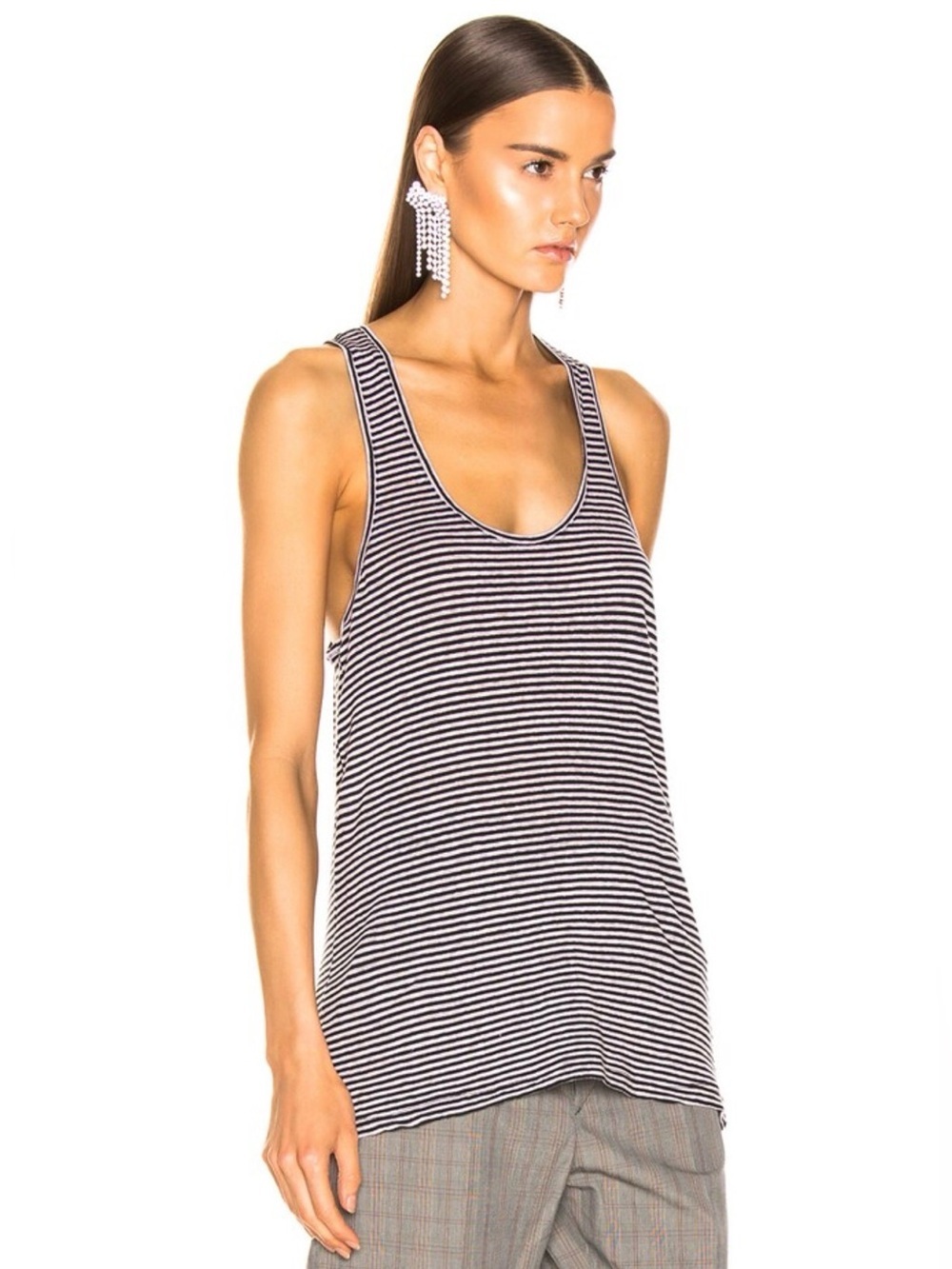 New Isabel Etoile Marant Avien Stripe Racerback Tank Top SZ M Lilac Black